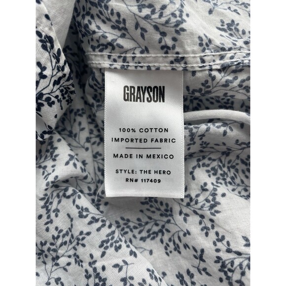 Grayson Frank & Eileen The Hero Floral Cotton Button Up Shirt Blue 2 Small Flaw - Picture 9 of 10